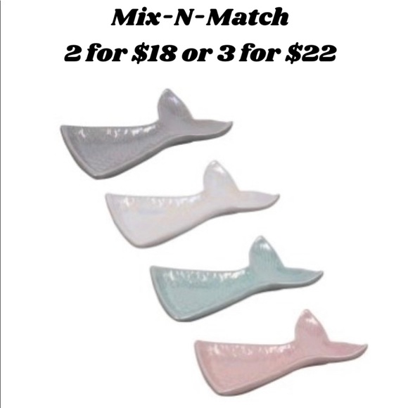 Pearlized Ceramic Mermaid Tail Spoon Rest White - Picture 3 of 4